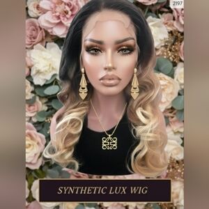 Unisex Blonde Wavy Curly Synthetic Wig